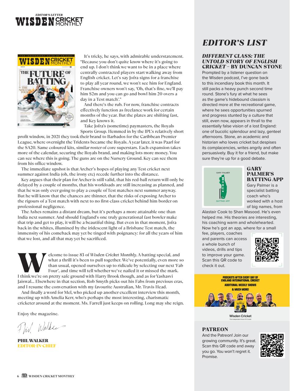 Wisden Cricket Monthly Preview Pages