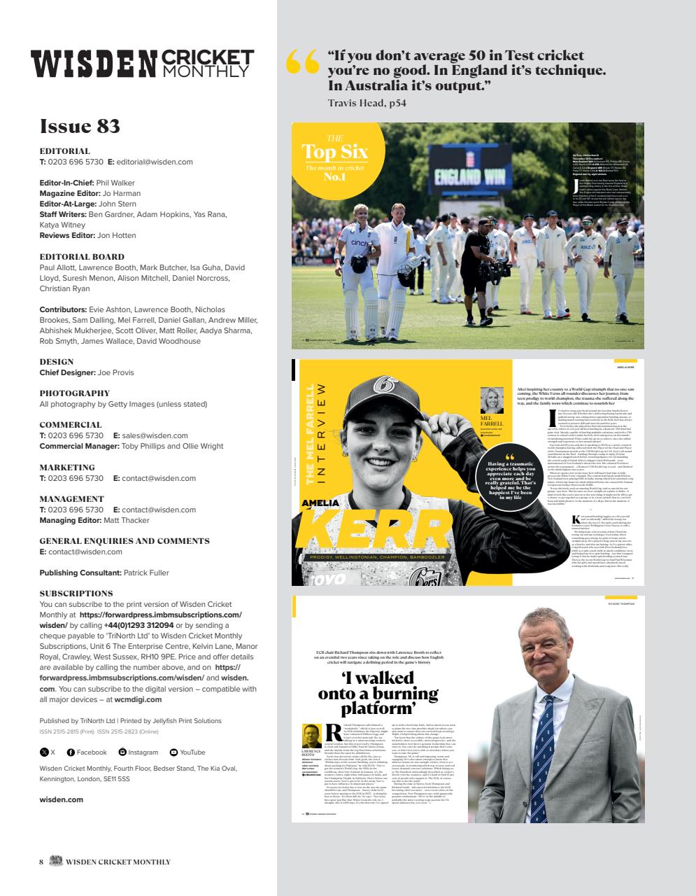 Wisden Cricket Monthly Preview Pages