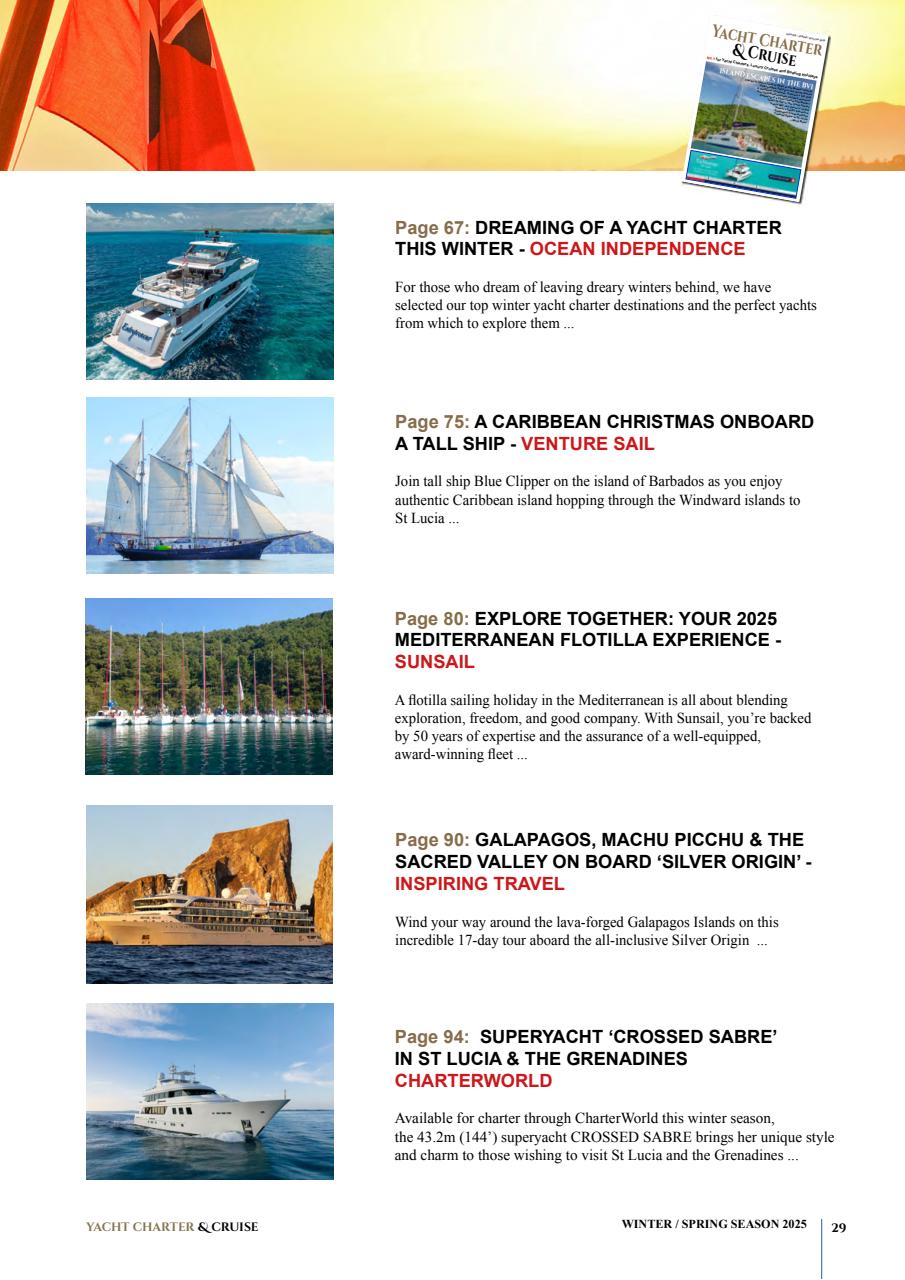 Yacht Charter & Cruise Preview Pages