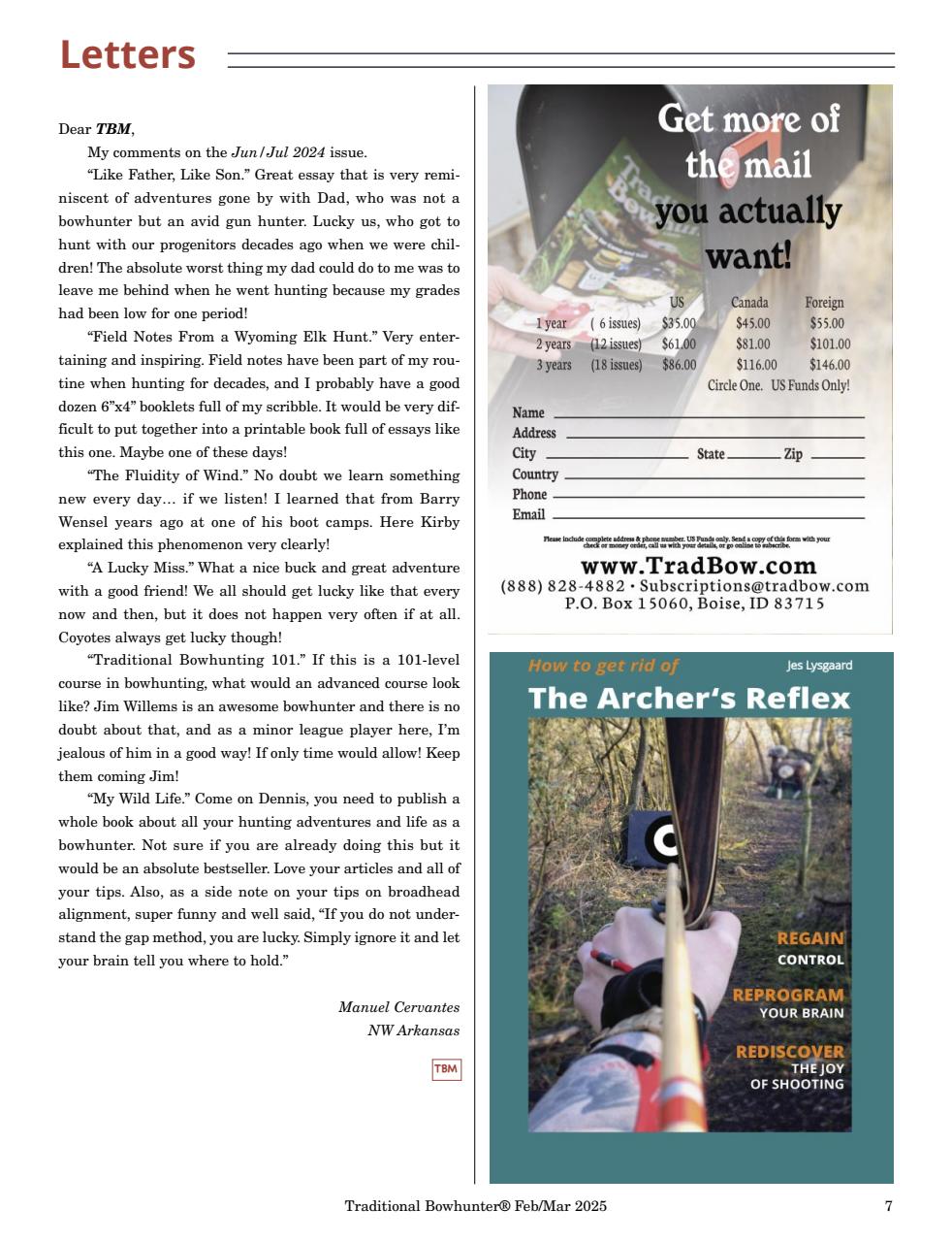 Traditional Bowhunter Magazine Preview Pages