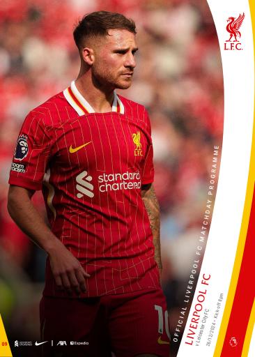 Liverpool FC Programmes vs Leicester City 24/25 Back Issue