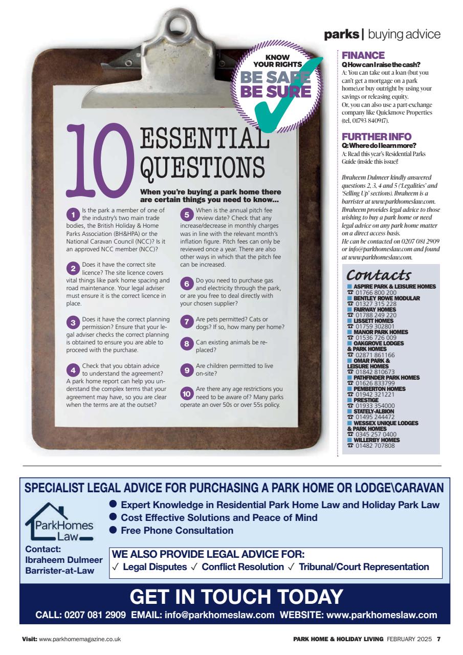 Park Home & Holiday Living Preview Pages