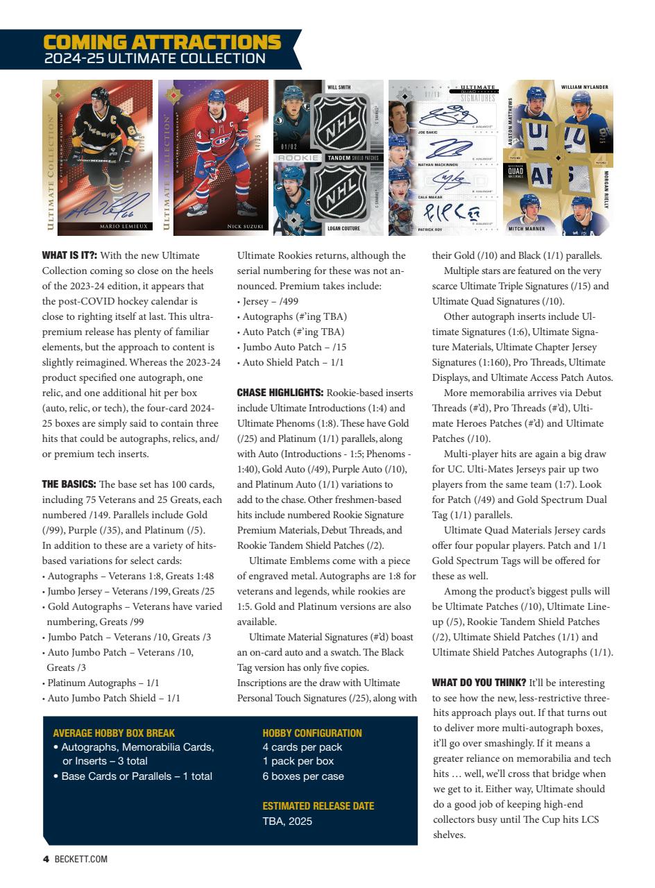 Beckett Hockey Magazine Preview Pages