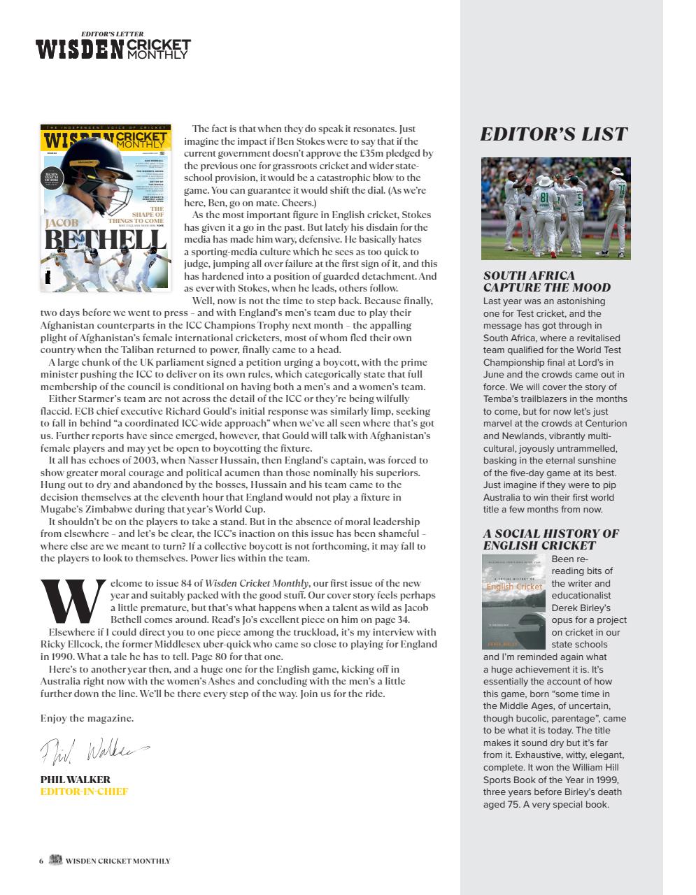 Wisden Cricket Monthly Preview Pages