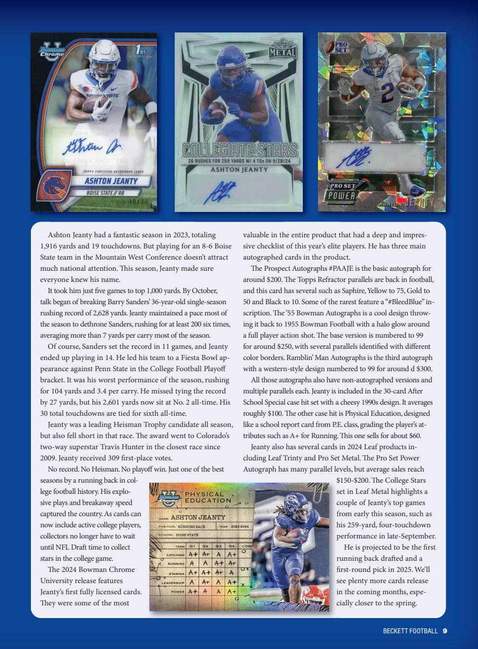 Beckett Football Magazine Preview Pages