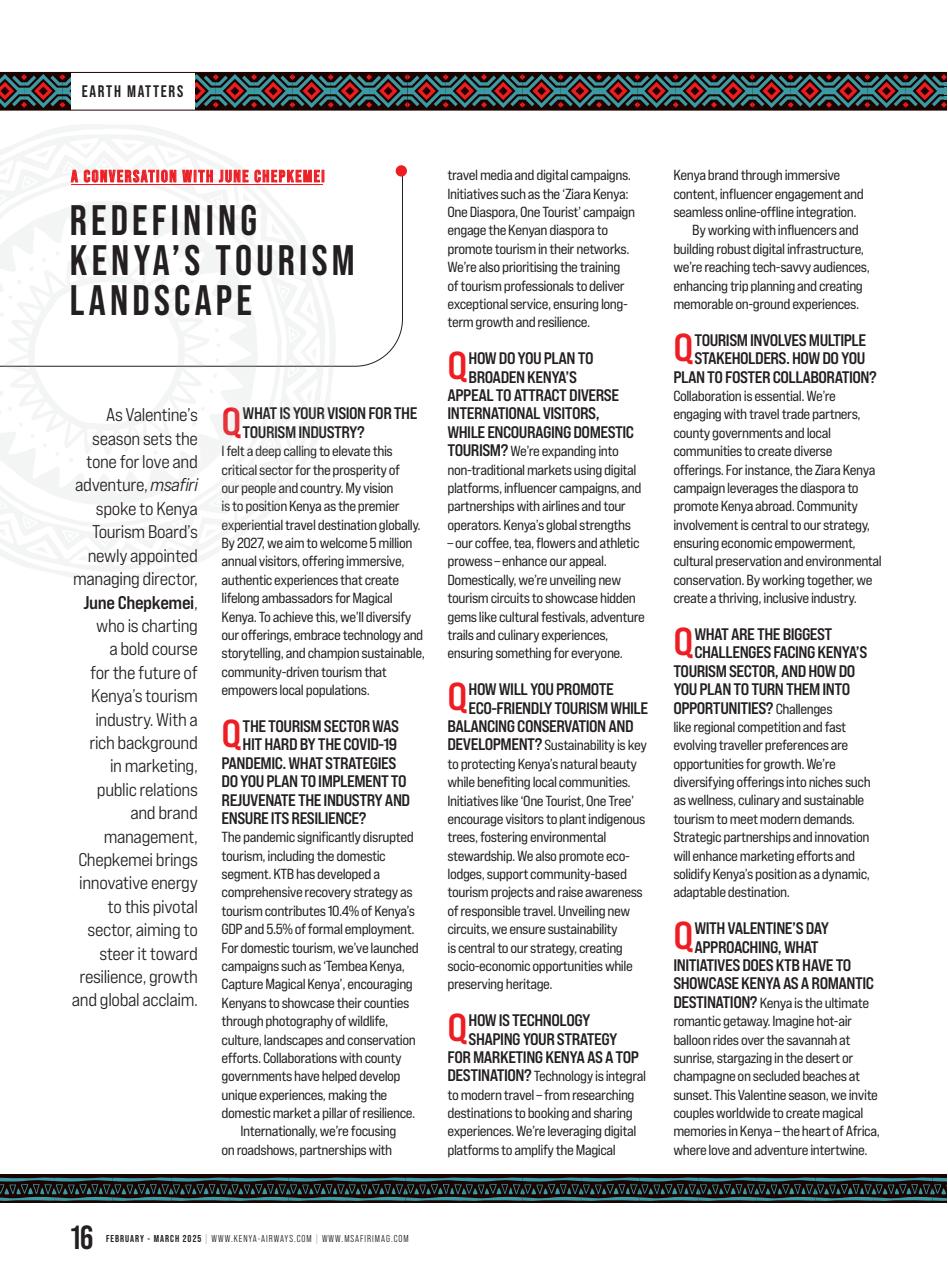 MSAFIRI – Kenya Airways Inflight Preview Pages