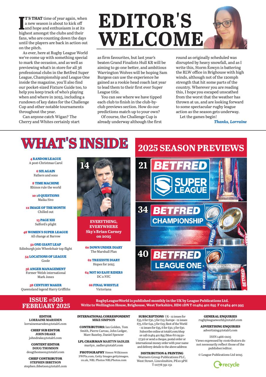 Rugby League World Preview Pages