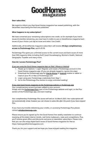 Good Homes Magazine issue Important Notice