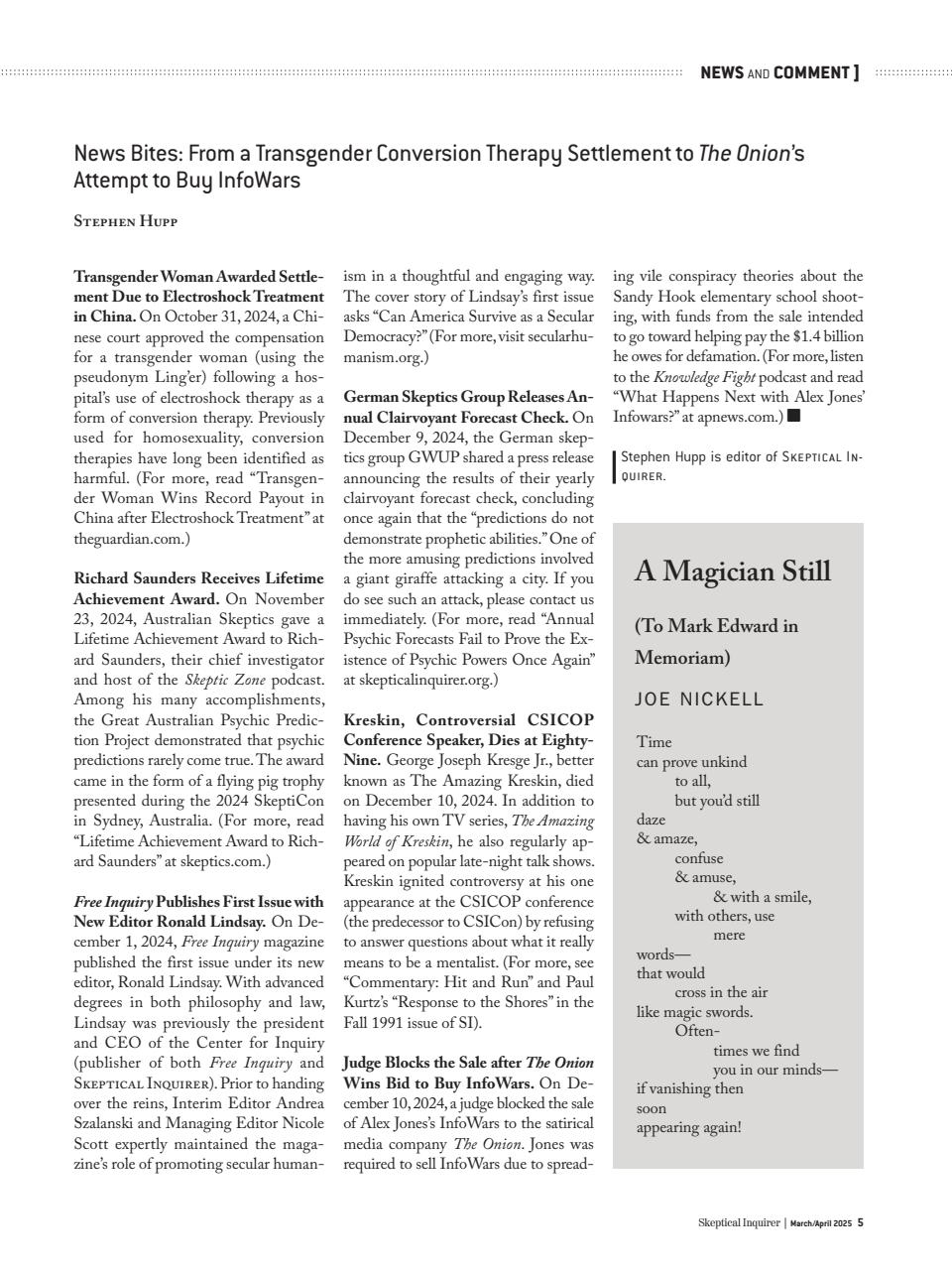 Skeptical Inquirer Preview Pages