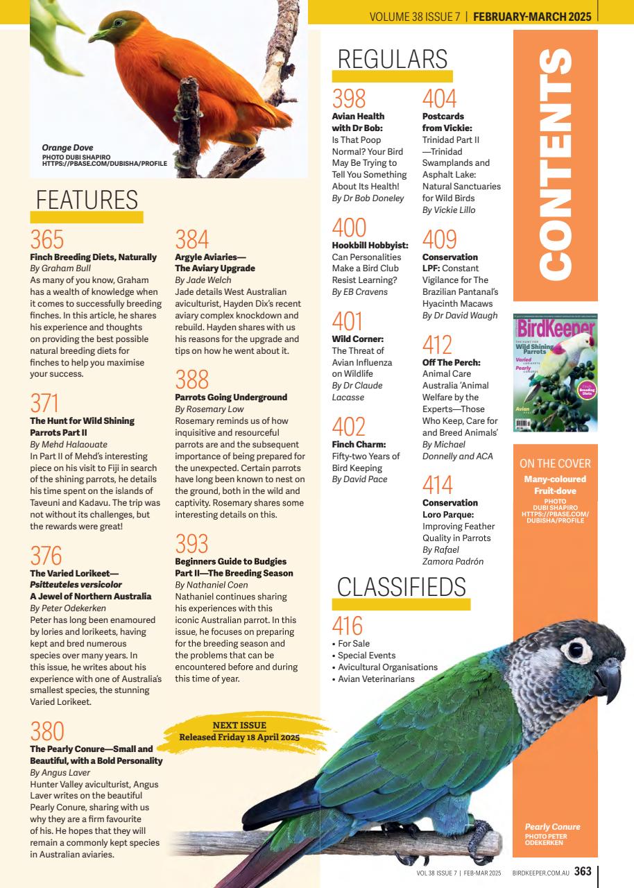 Australian Birdkeeper Magazine Preview Pages