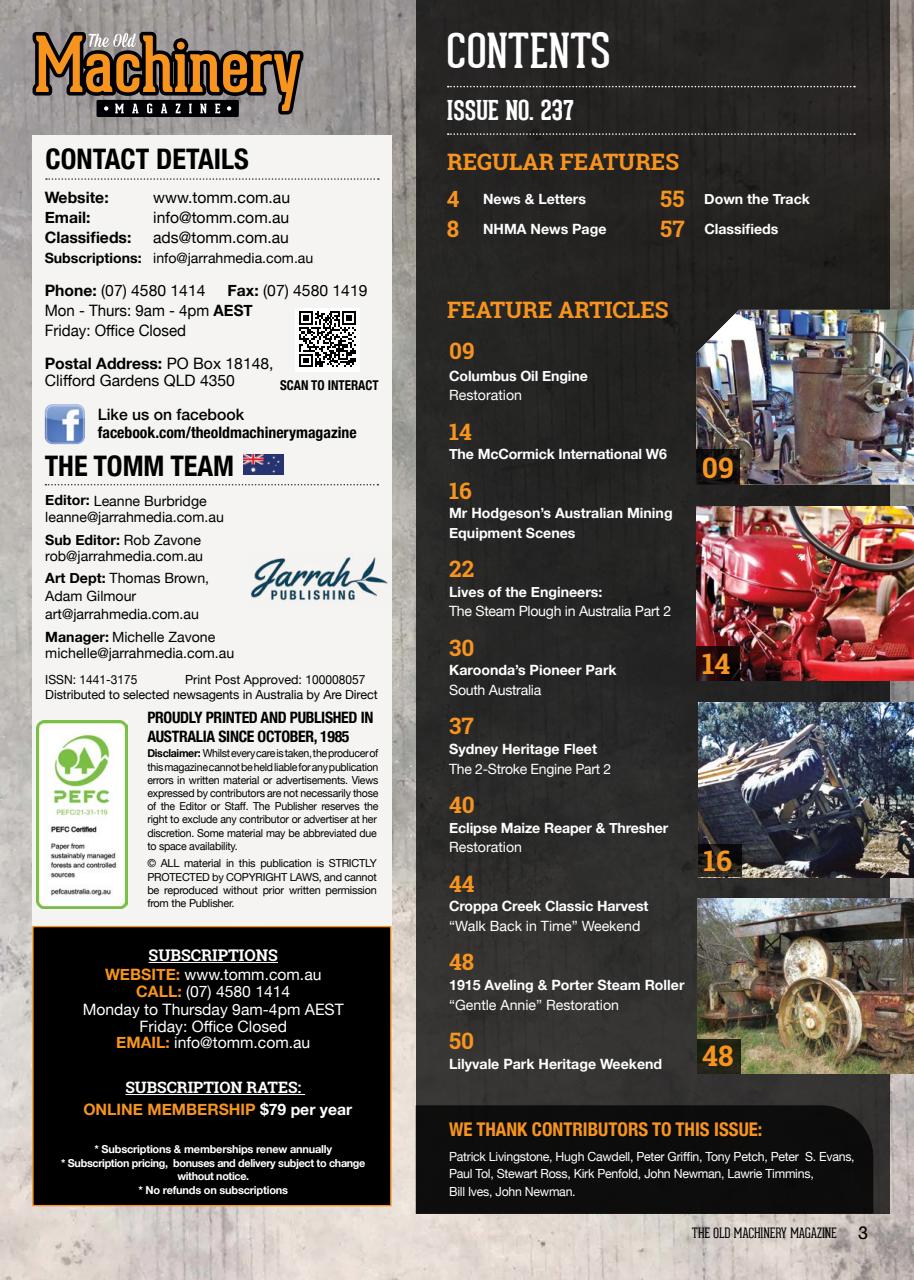 The Old Machinery Magazine Preview Pages