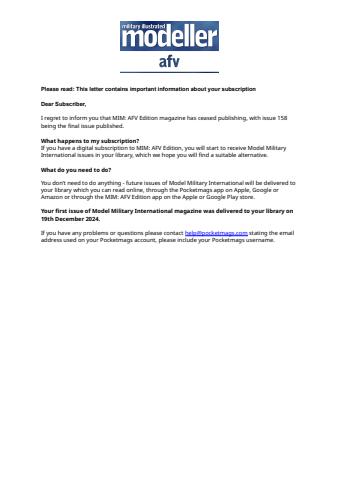 MIM: AFV Edition issue Important Notice