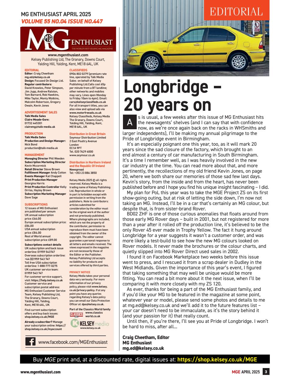 MG Enthusiast Preview Pages