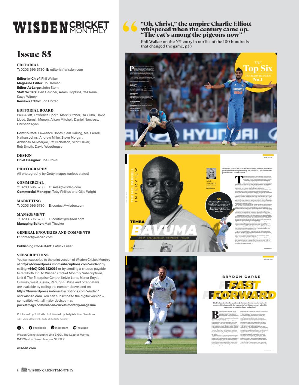 Wisden Cricket Monthly Preview Pages