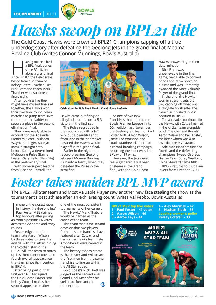 Bowls International Preview Pages
