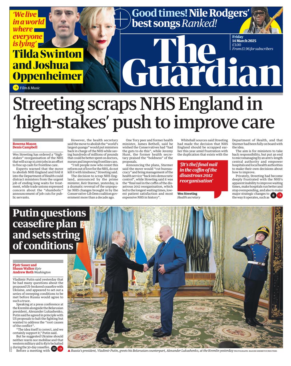 The Guardian Newspaper - Friday, 14 March 2025 Back Issue