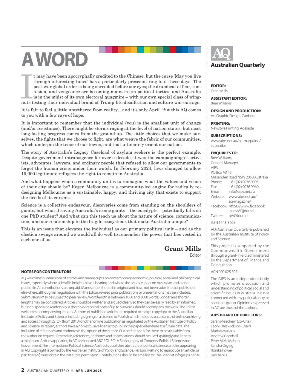 AQ: Australian Quarterly Preview Pages