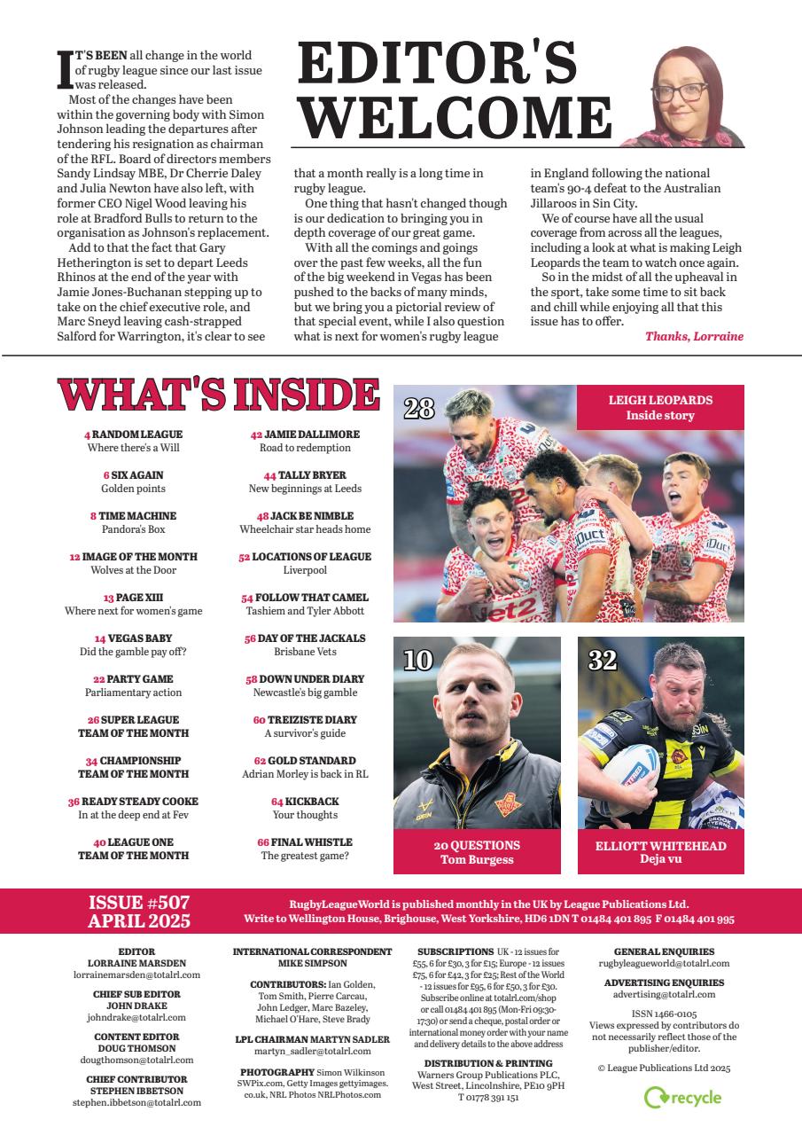 Rugby League World Preview Pages