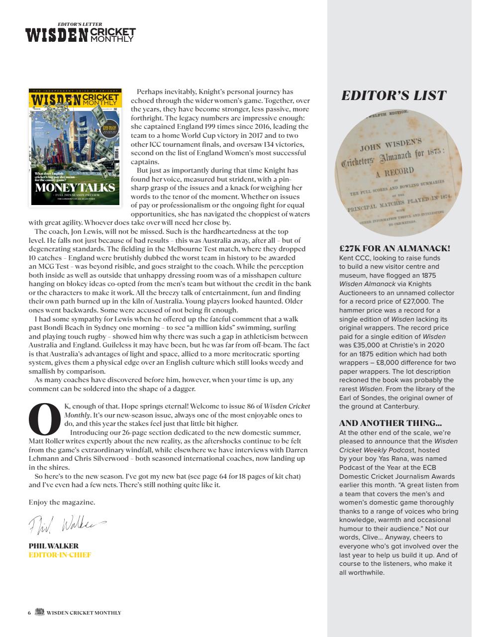 Wisden Cricket Monthly Preview Pages