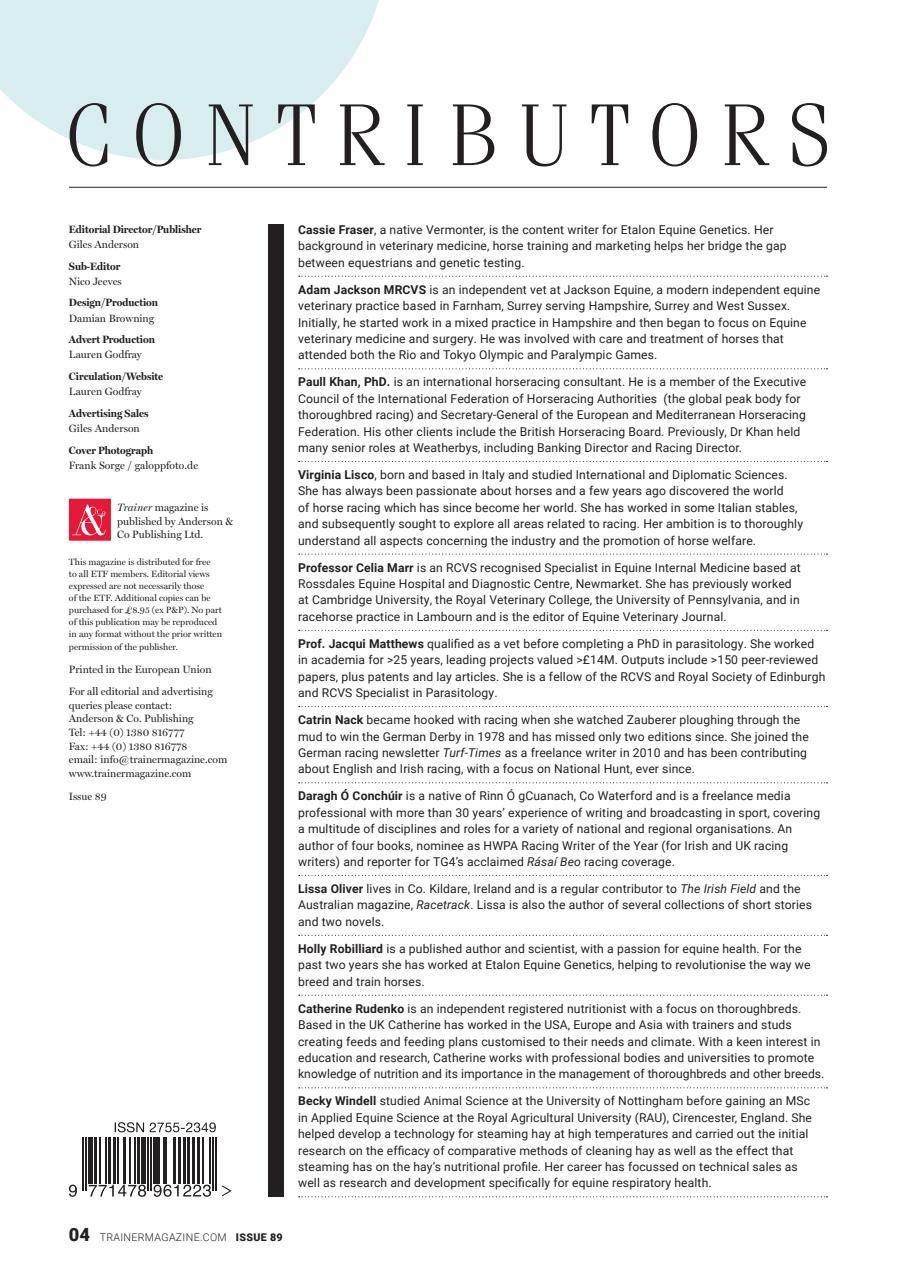 European Trainer Magazine - horse racing Preview Pages