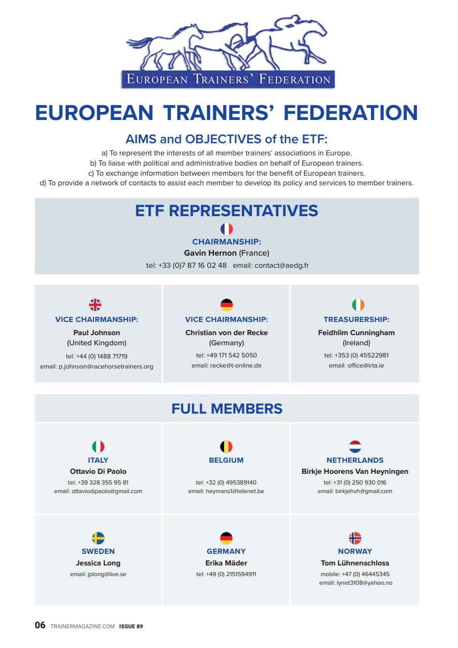 European Trainer Magazine - horse racing Preview Pages