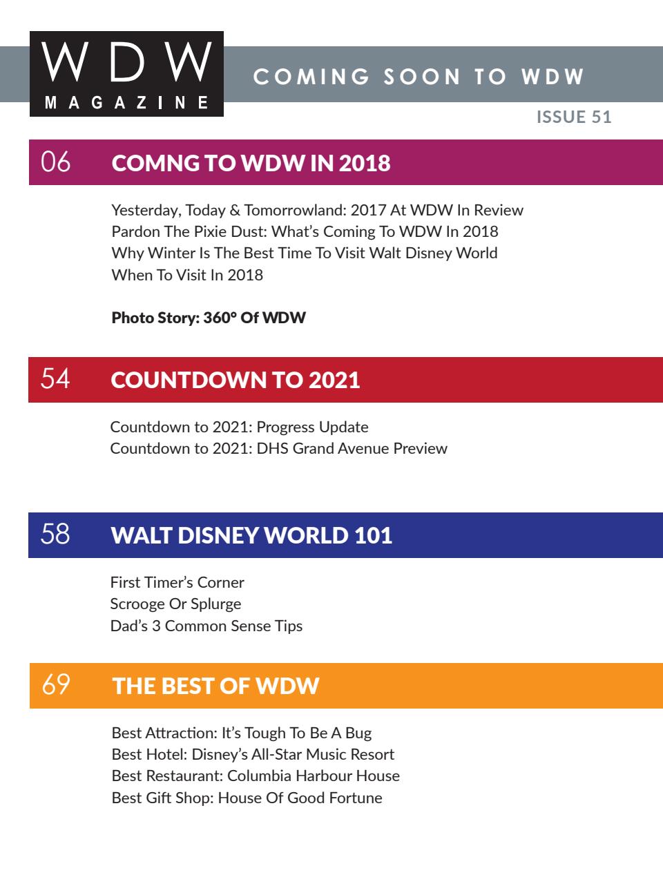 WDW Magazine Preview Pages