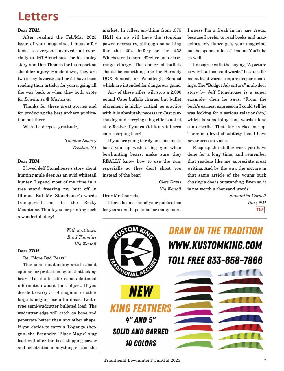 Traditional Bowhunter Magazine Preview Pages