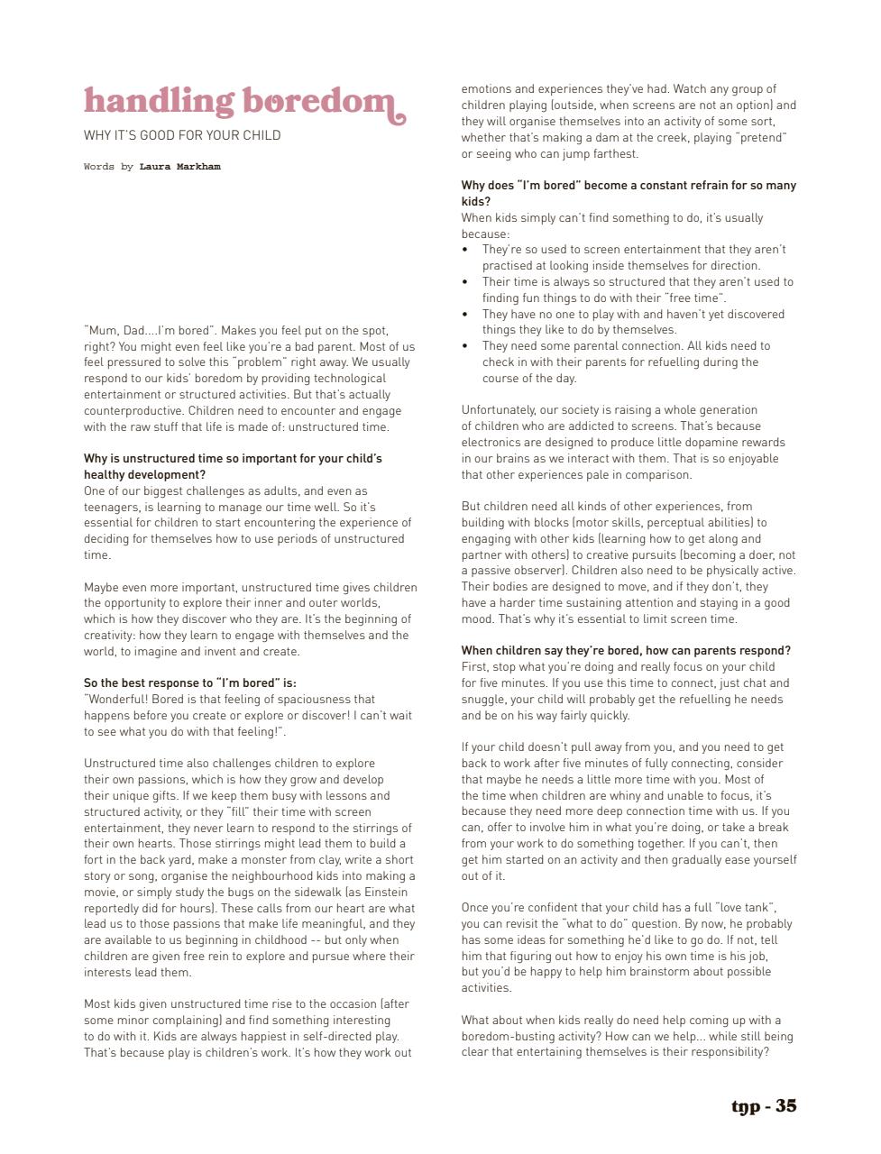 The Natural Parent Magazine Preview Pages