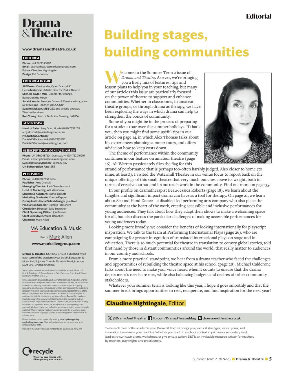 Drama and Theatre Preview Pages