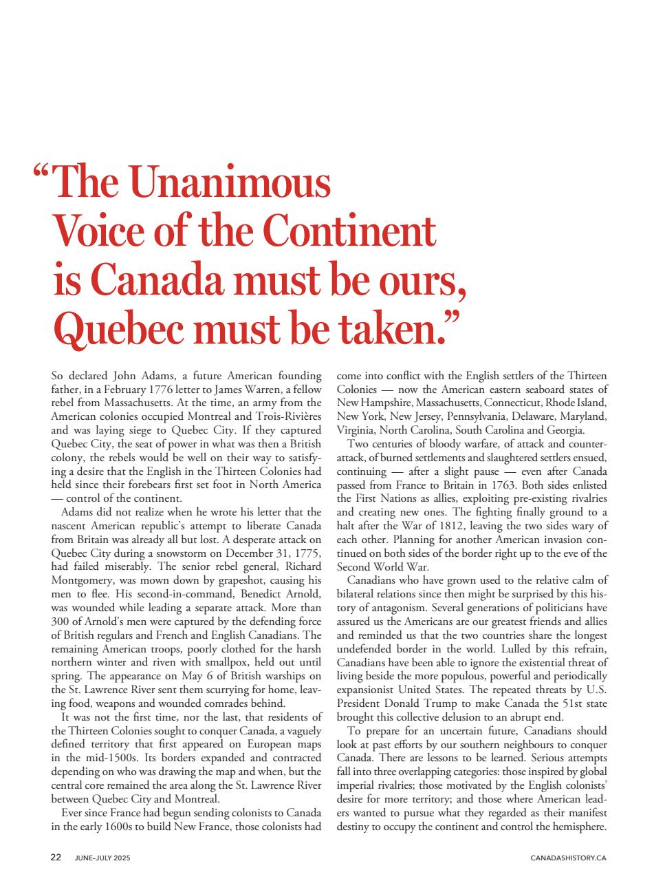 Canada's History Preview Pages