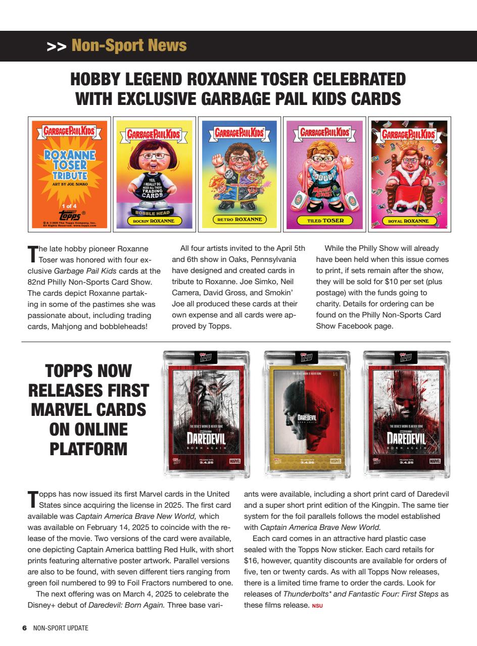 Non-Sport Update Magazine Preview Pages