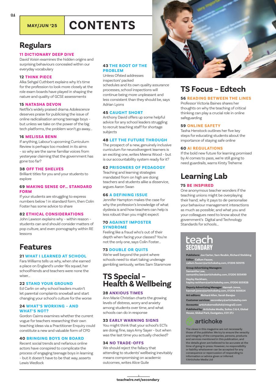 Teach Secondary Preview Pages