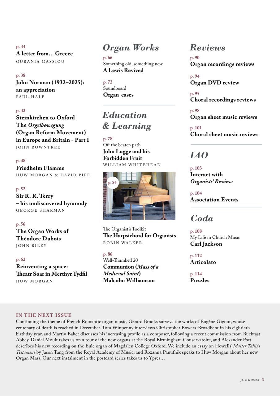 Organists' Review Preview Pages