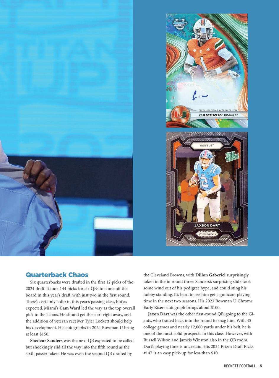 Beckett Football Magazine Preview Pages