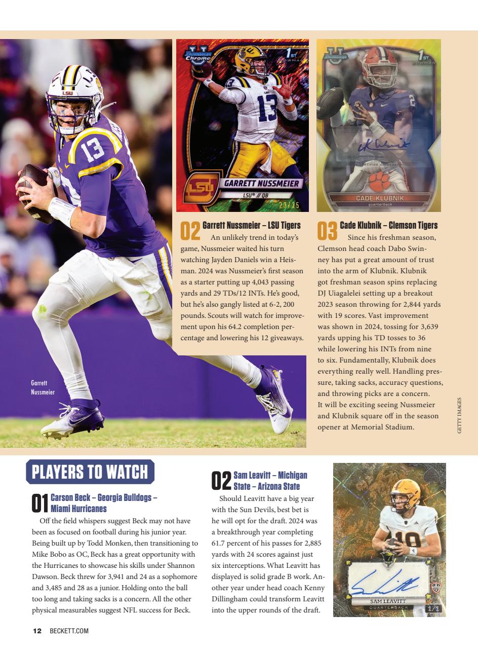 Beckett Football Magazine Preview Pages