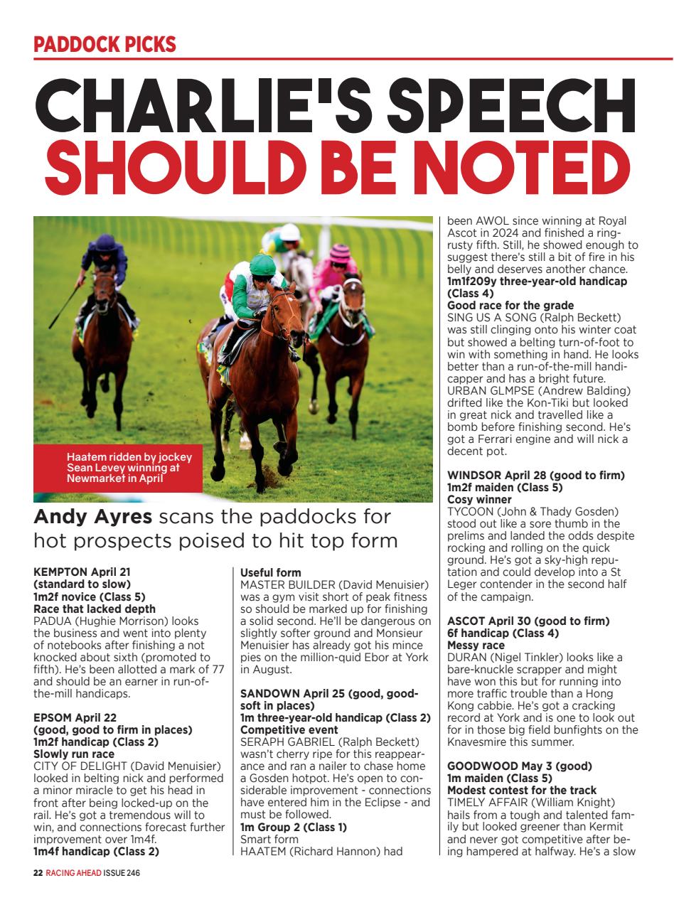 Racing Ahead Preview Pages