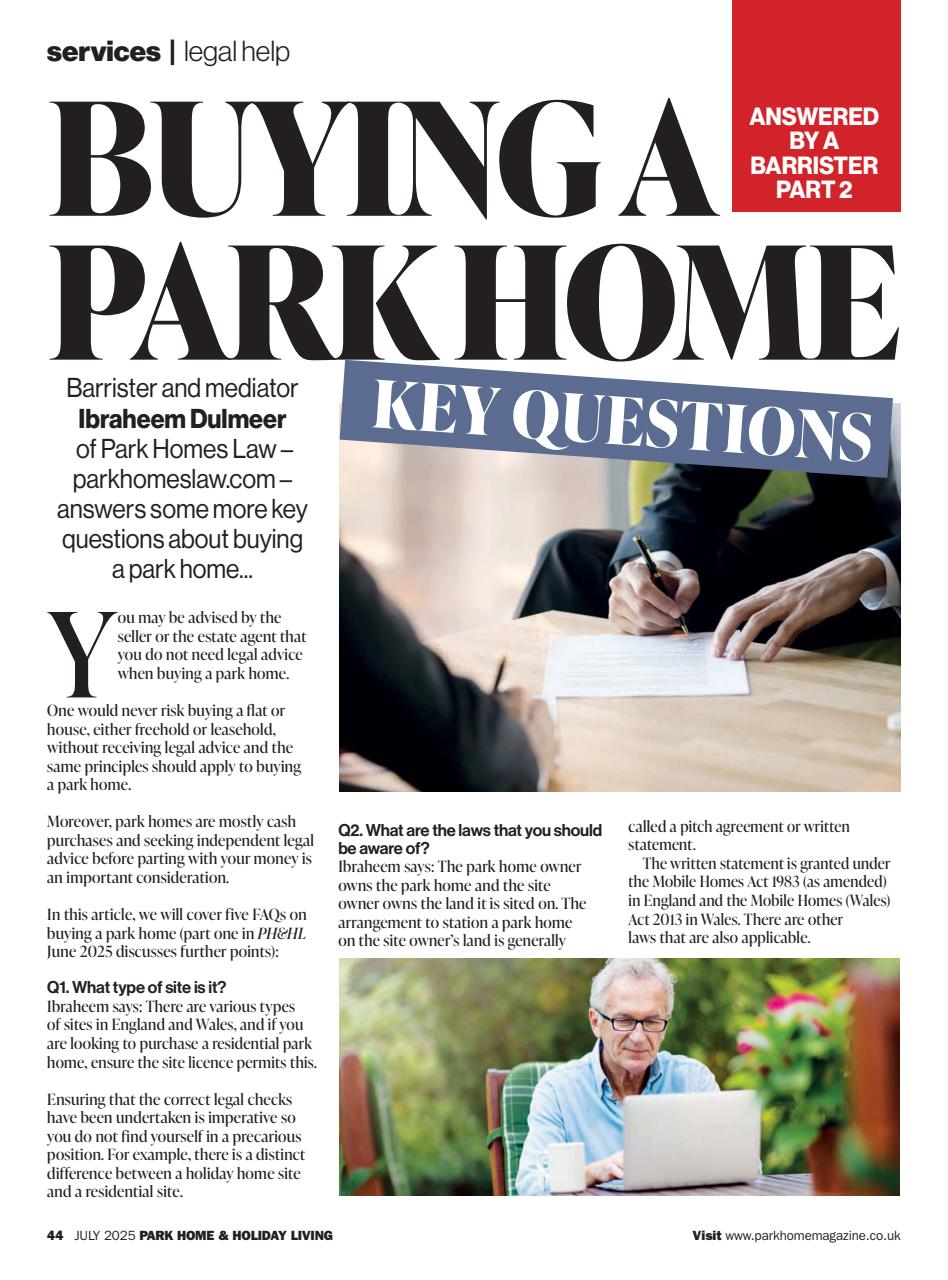 Park Home & Holiday Living Preview Pages