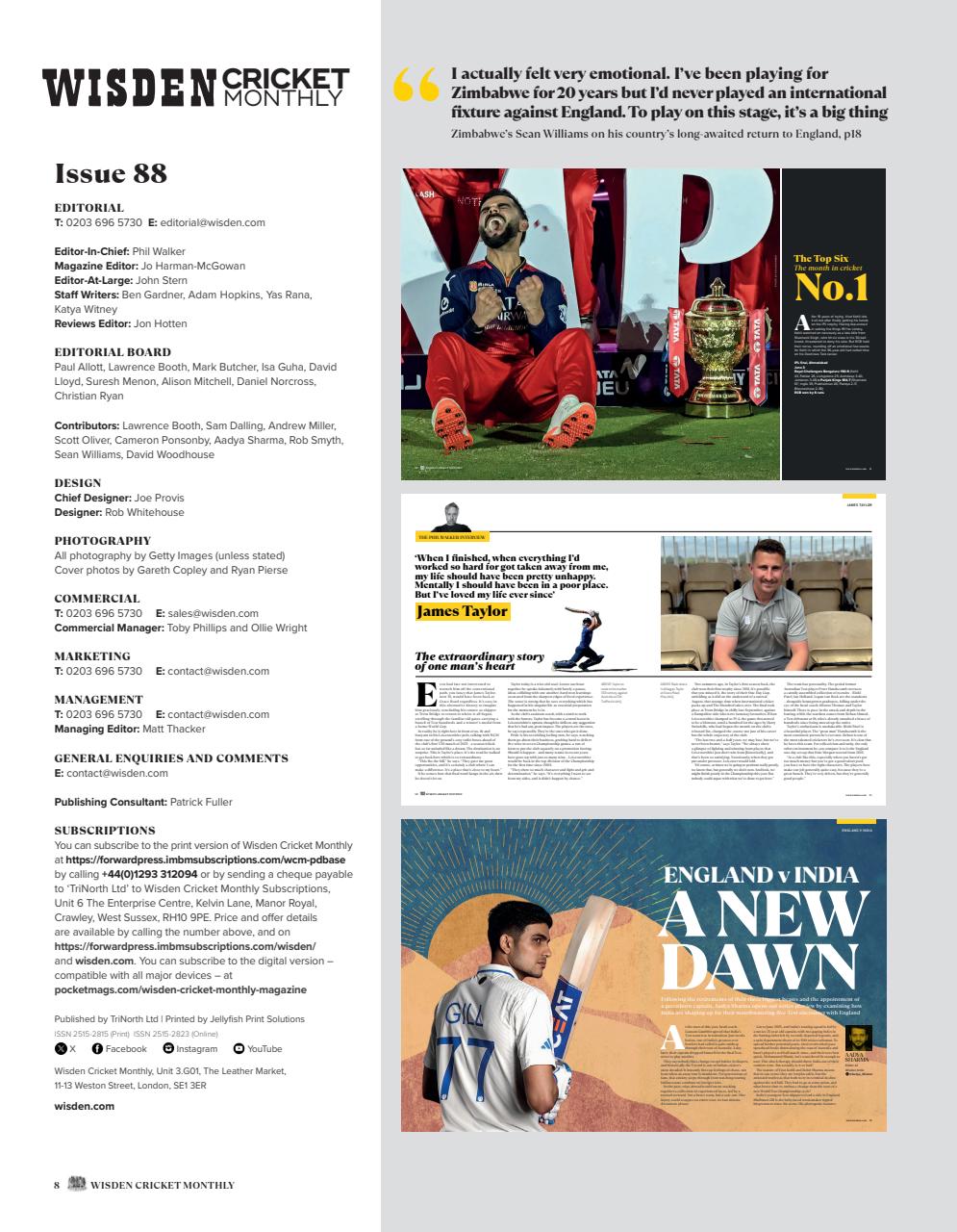 Wisden Cricket Monthly Preview Pages