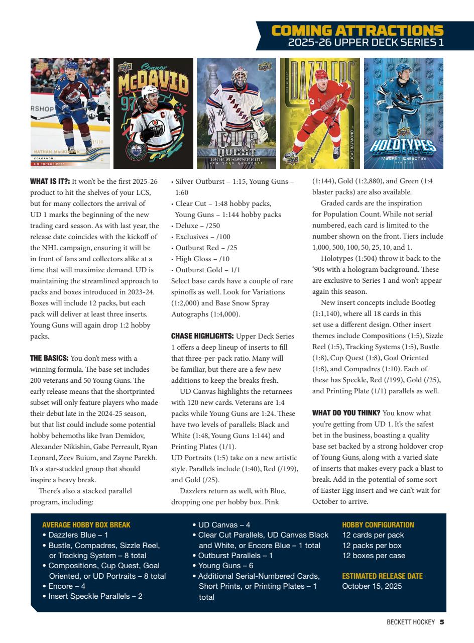 Beckett Hockey Magazine Preview Pages