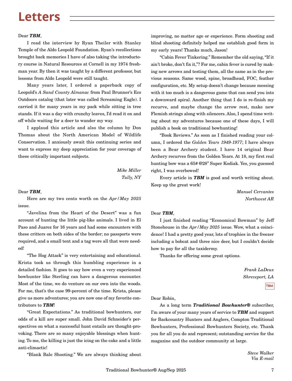 Traditional Bowhunter Magazine Preview Pages