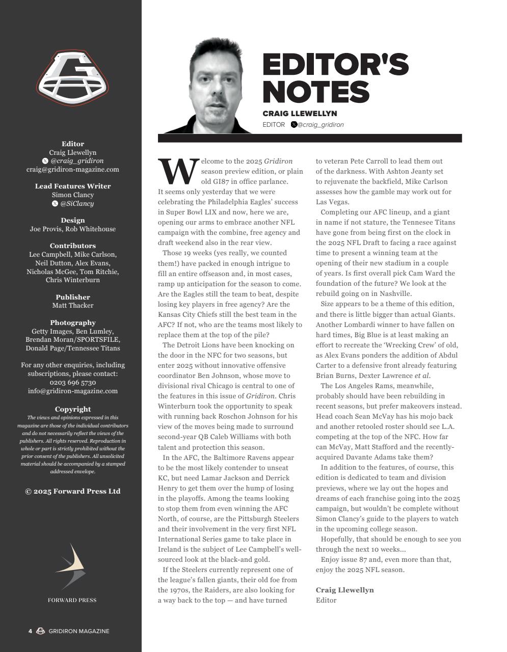 Gridiron Preview Pages