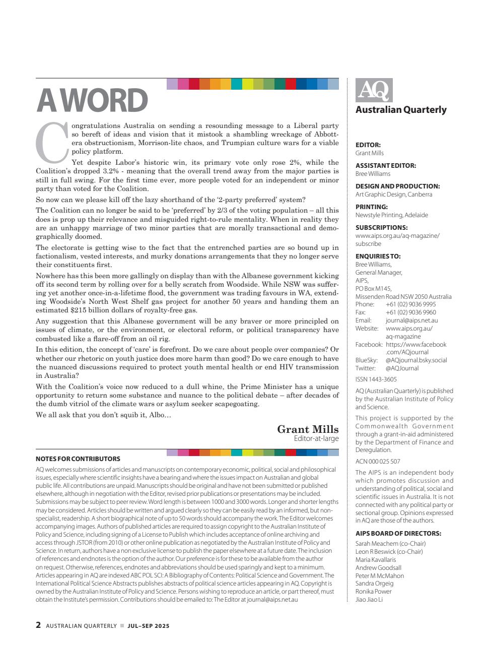 AQ: Australian Quarterly Preview Pages