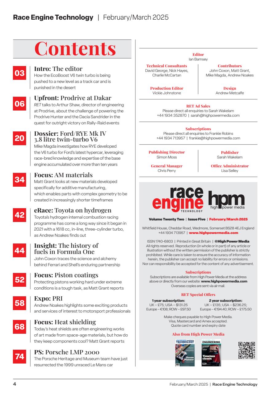 Race Engine Technology Preview Pages