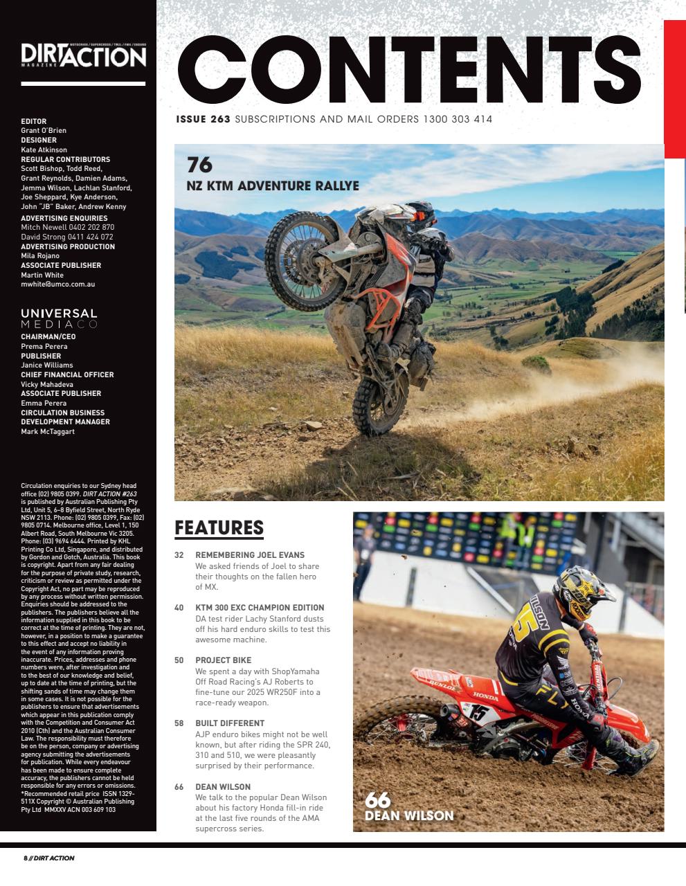 Dirt Action Preview Pages