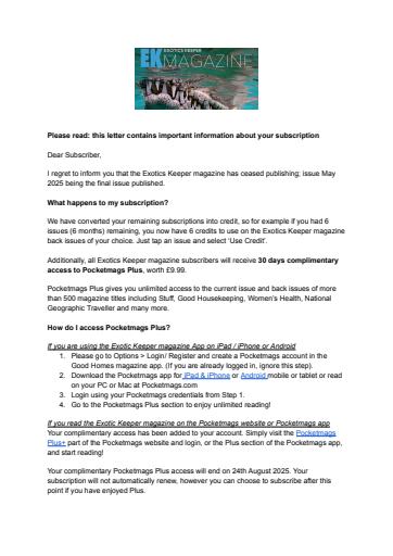 Exotics Keeper issue 