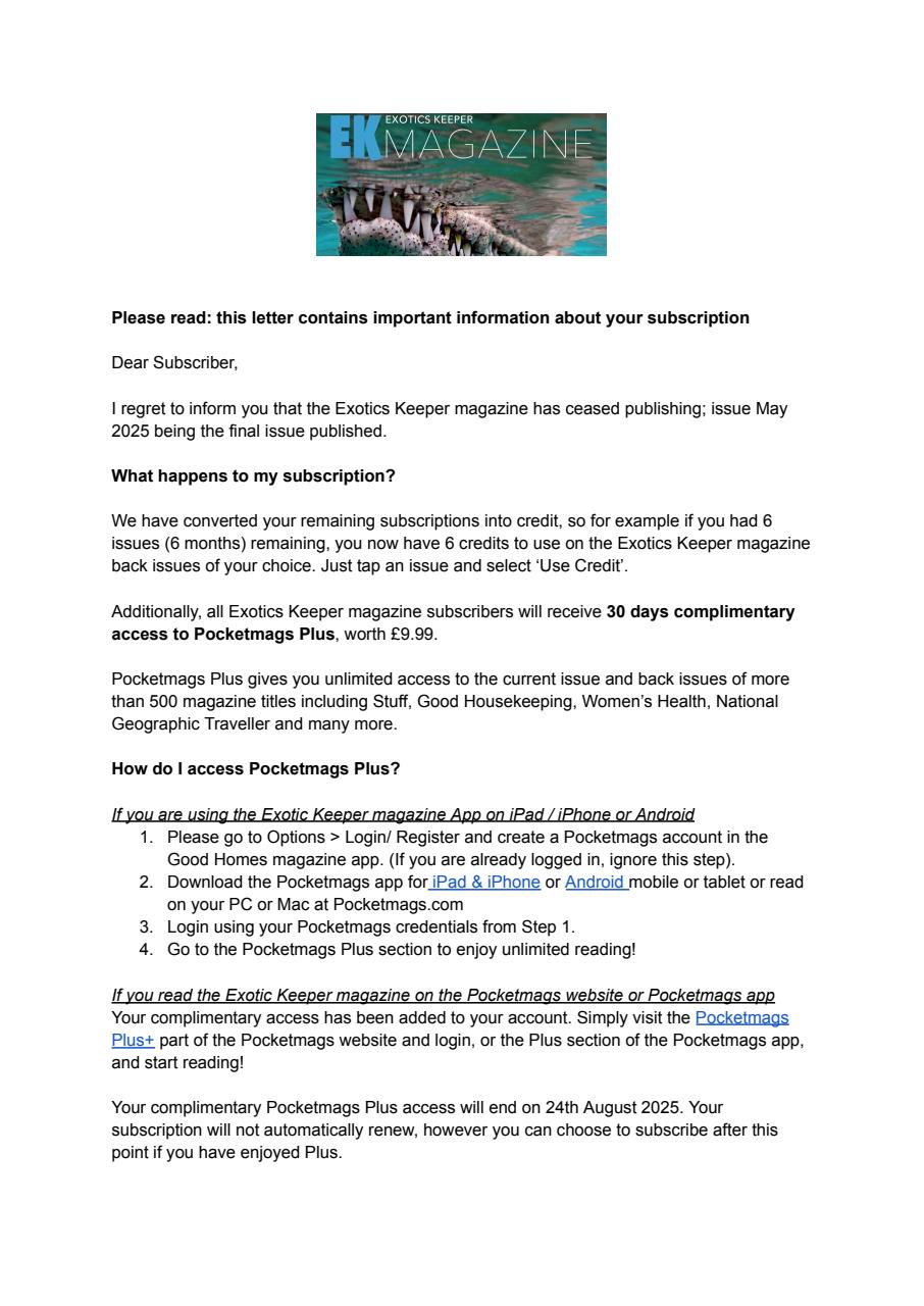 Exotics Keeper Preview Pages