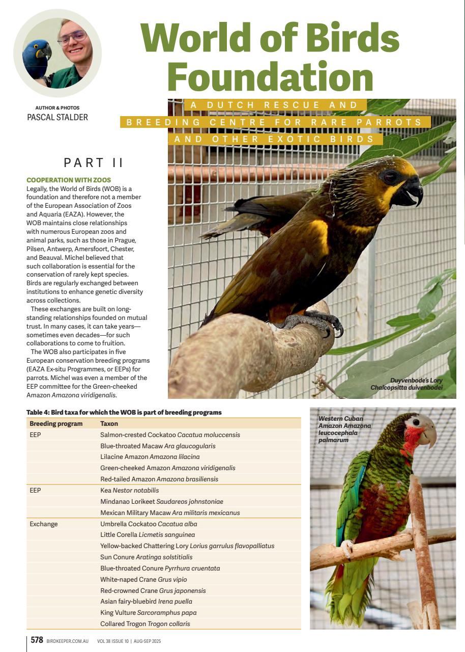 Australian Birdkeeper Magazine Preview Pages