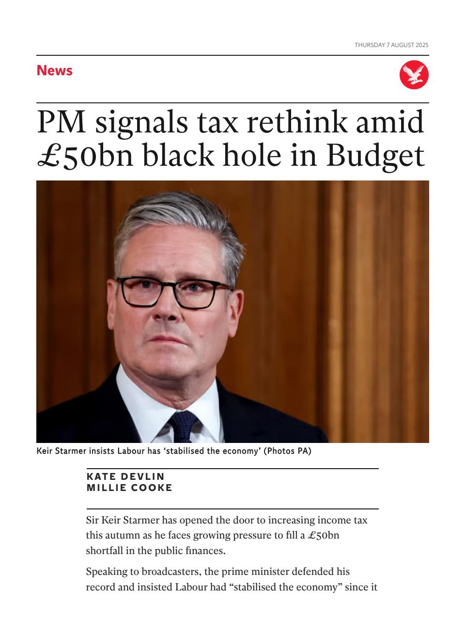 The Independent Daily Edition Newspaper Preview Pages