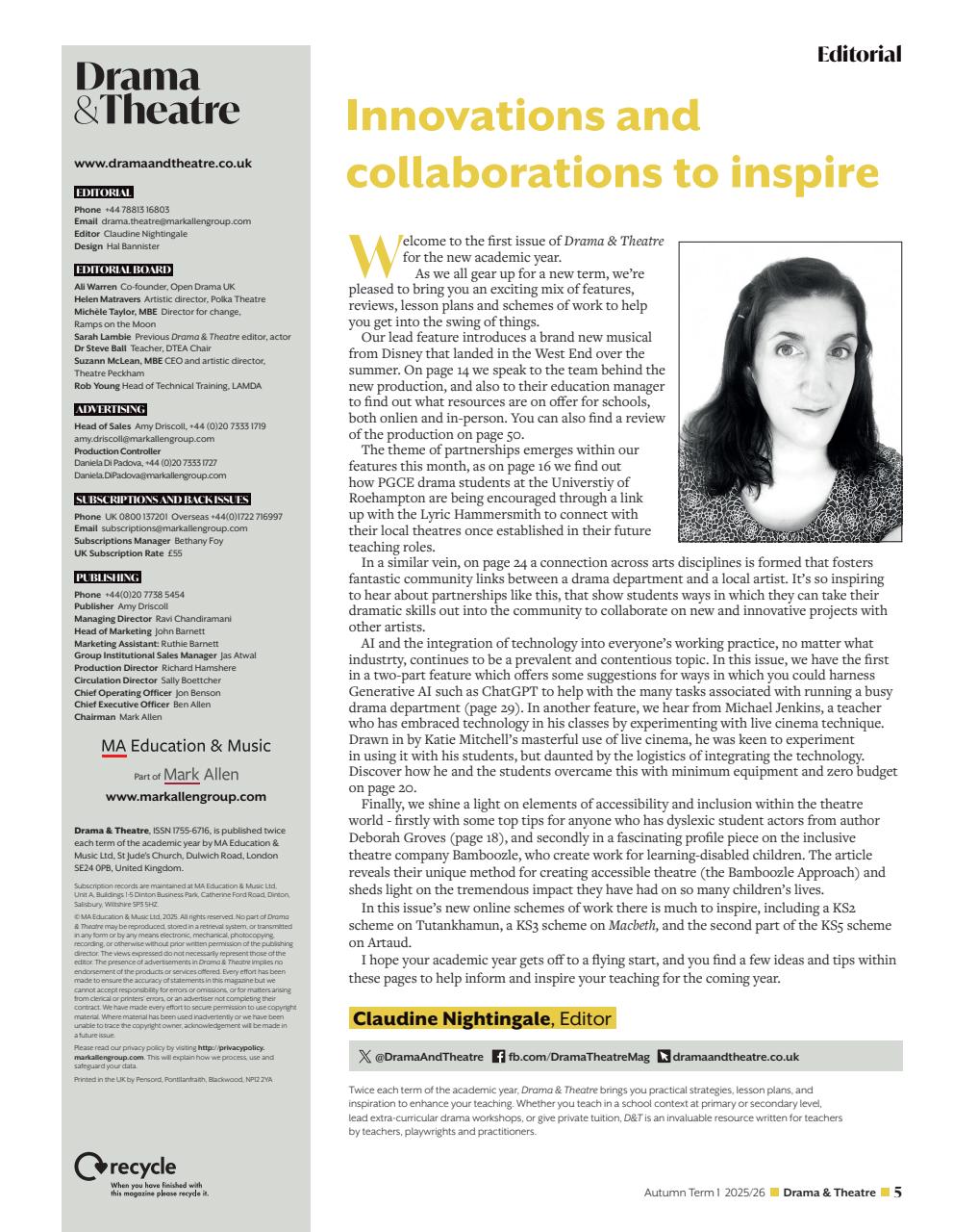 Drama and Theatre Preview Pages