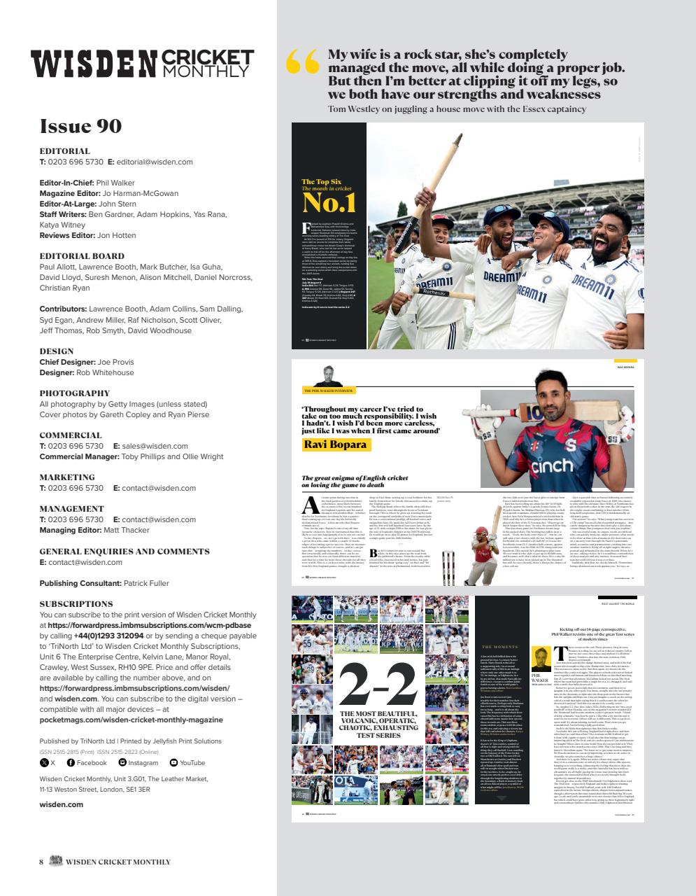 Wisden Cricket Monthly Preview Pages